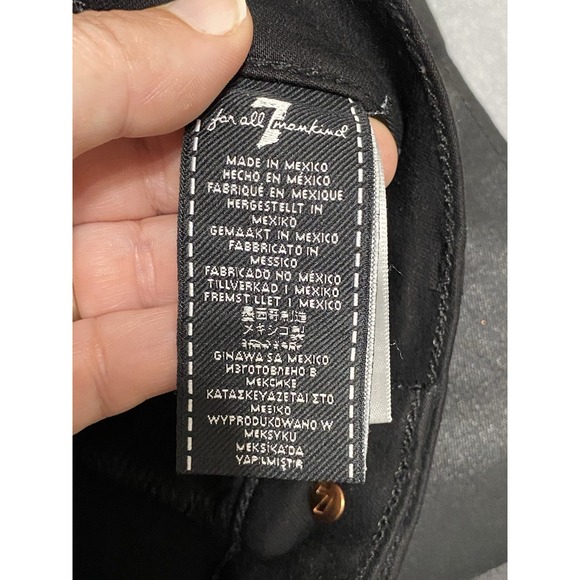 7 Seven For All Mankind Black Women's Jeans Size 30 Flare Low Rise Leather READ - Picture 2 of 14